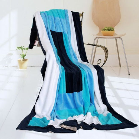 Soft Coral Fleece Patchwork Throw Blanket