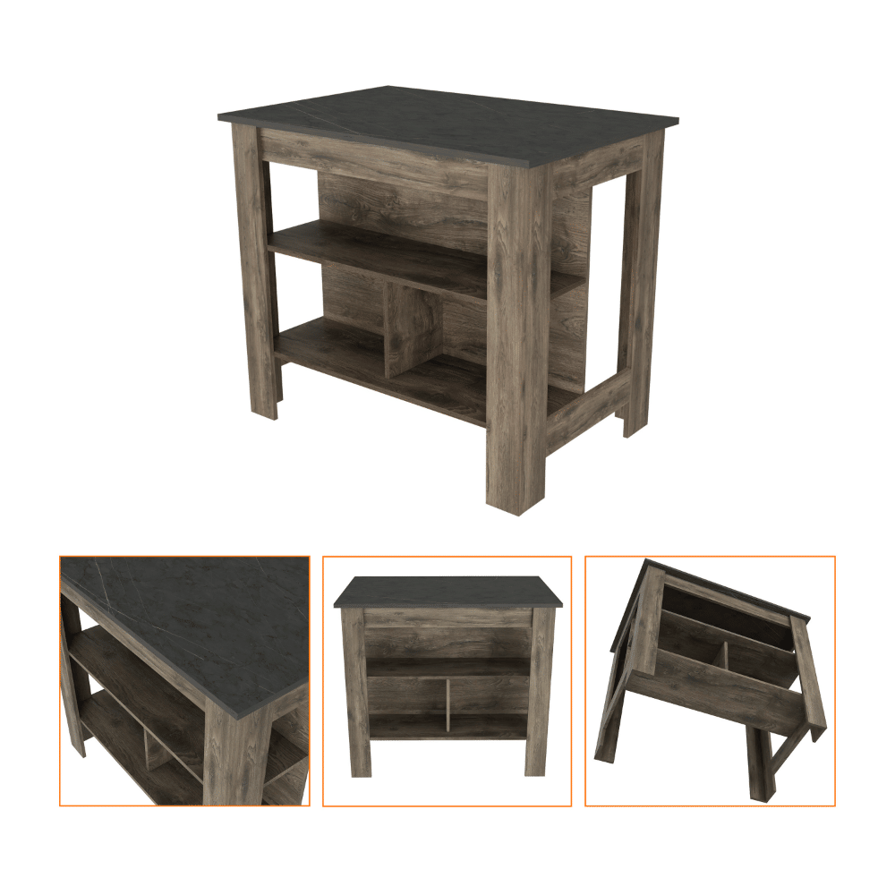 Ontario Kitchen Island and Pantry Cabinet Set