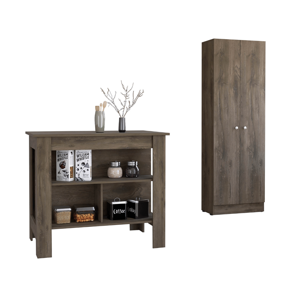 Ontario Kitchen Island and Pantry Cabinet Set