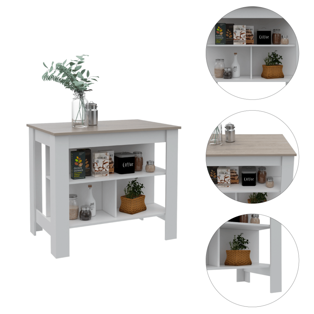 Ontario Kitchen Island and Pantry Cabinet Set