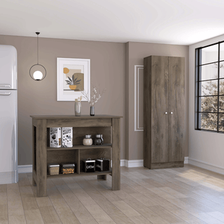 Ontario Kitchen Island and Pantry Cabinet Set