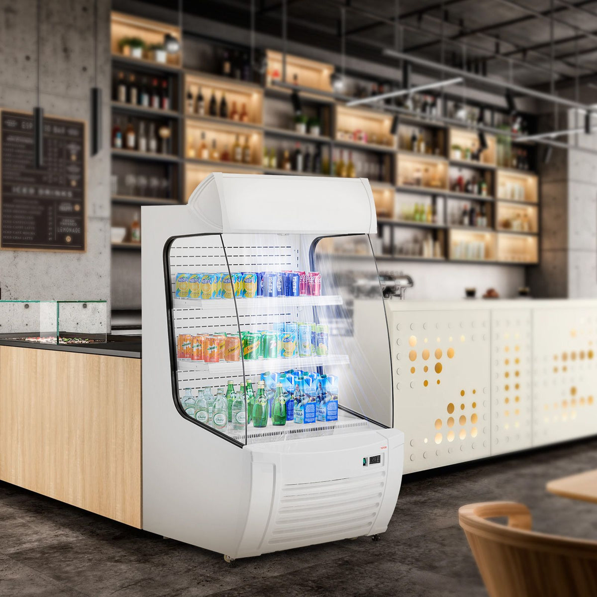 Commercial Open Air Merchandiser with Digital Controls and Energy-Saving Curtain