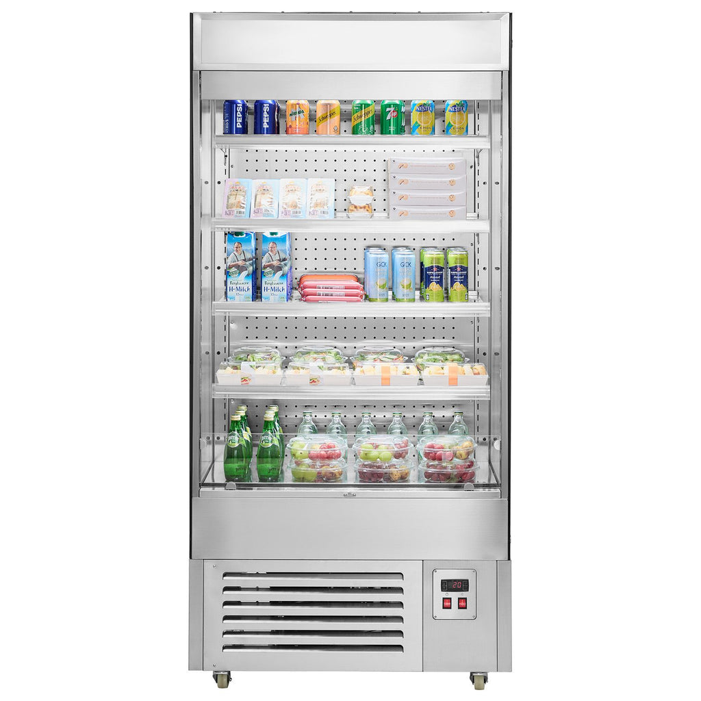 Open Air Merchandiser Commercial Refrigerator with Air Curtain and LED Display