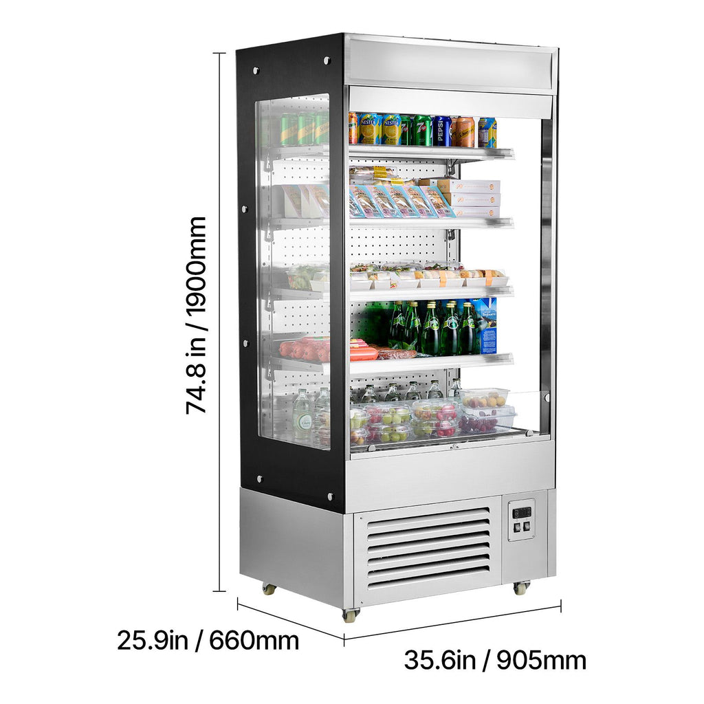 Open Air Merchandiser Commercial Refrigerator with Air Curtain and LED Display