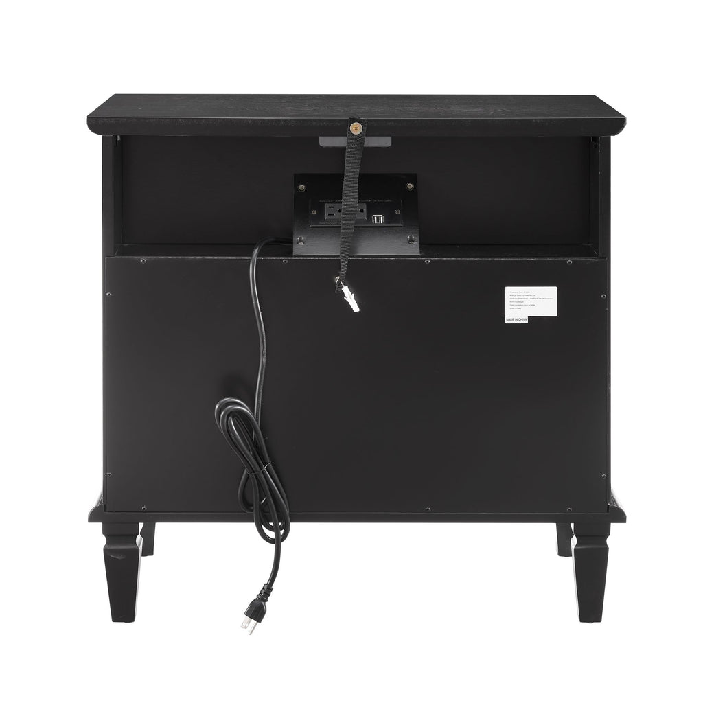 Vintage-Style Nightstand with Charging Station