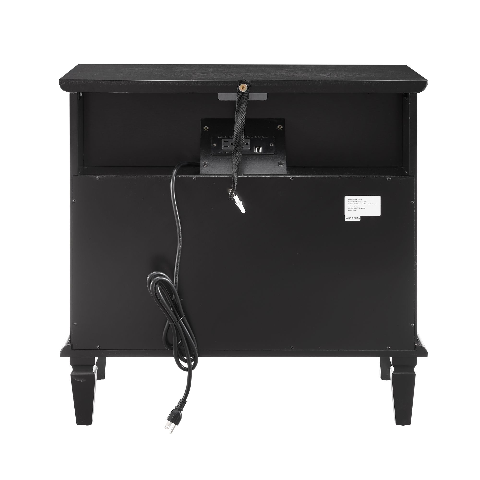 Vintage-Style Nightstand with Charging Station