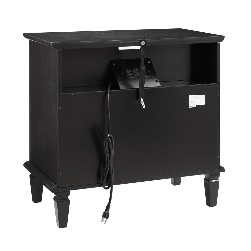 Vintage-Style Nightstand with Charging Station