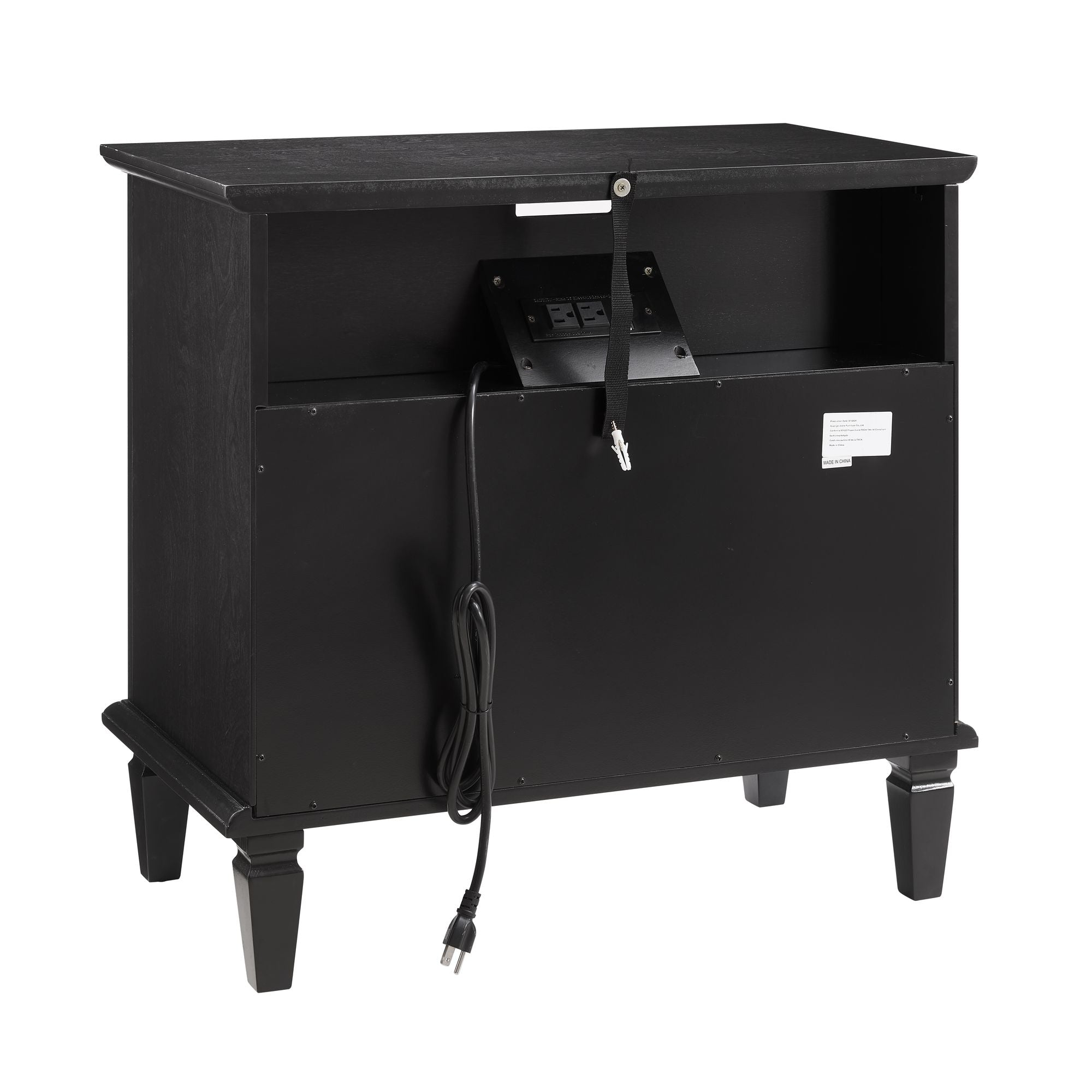 Vintage-Style Nightstand with Charging Station