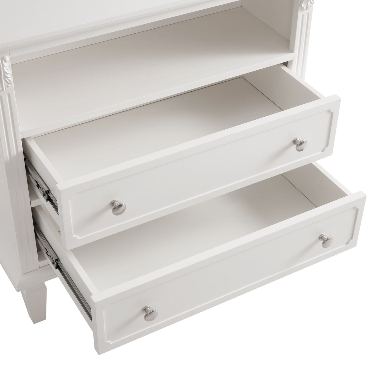 Fluted Nightstand with Drawers and Charging Station