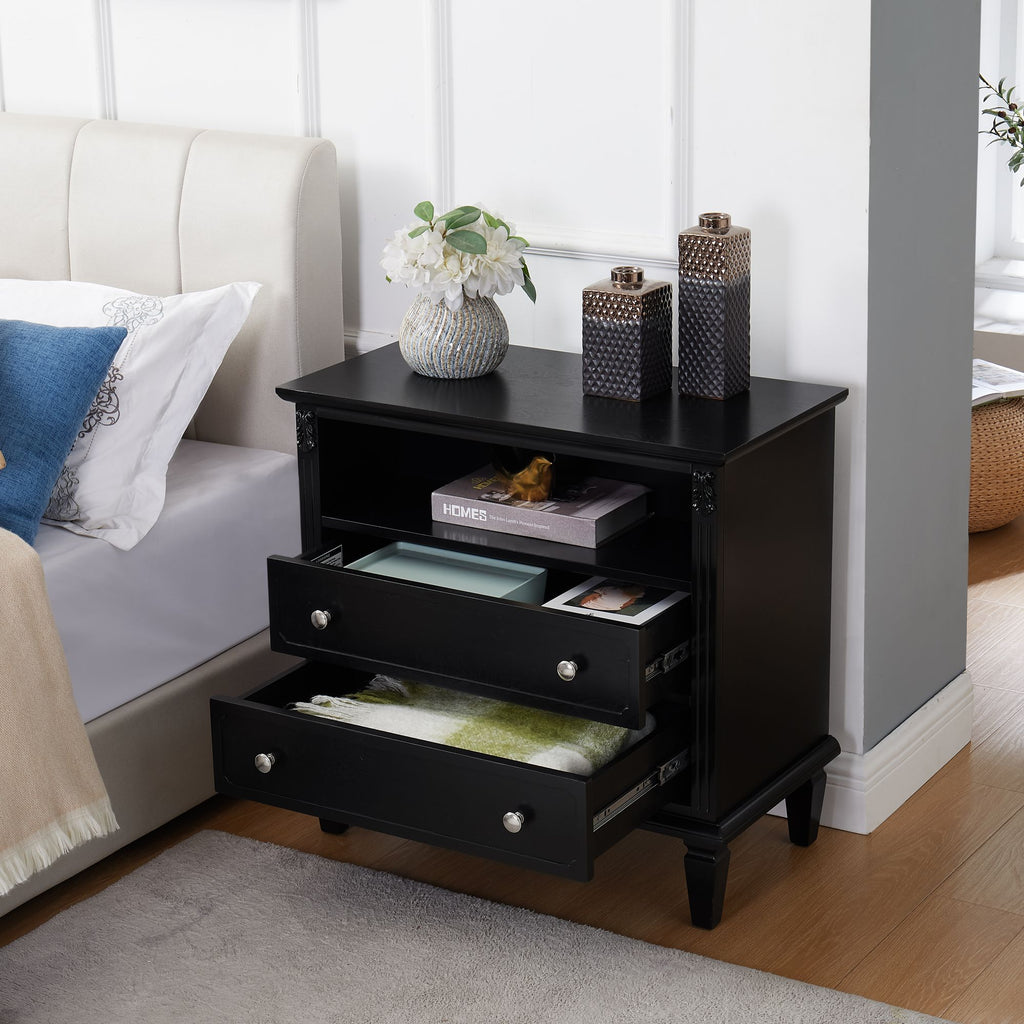 Vintage-Style Nightstand with Charging Station