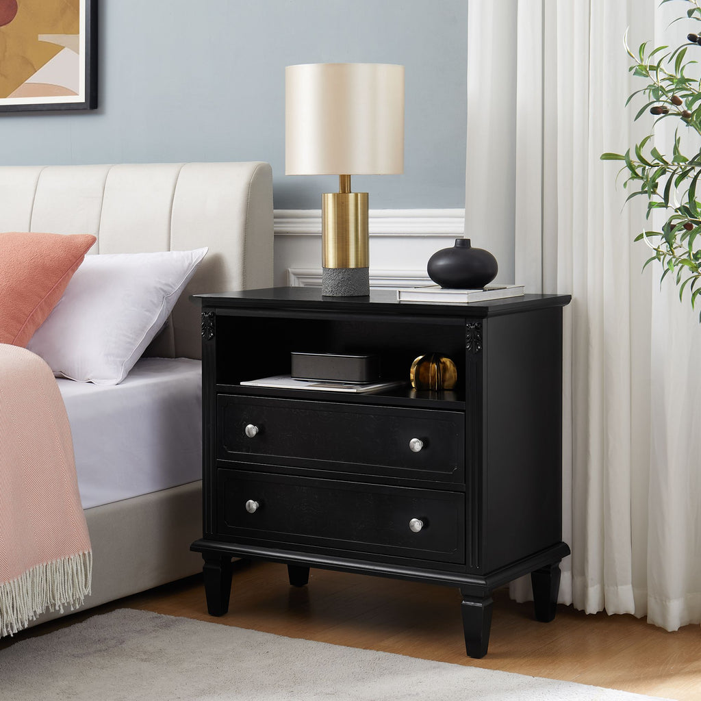 Vintage-Style Nightstand with Charging Station