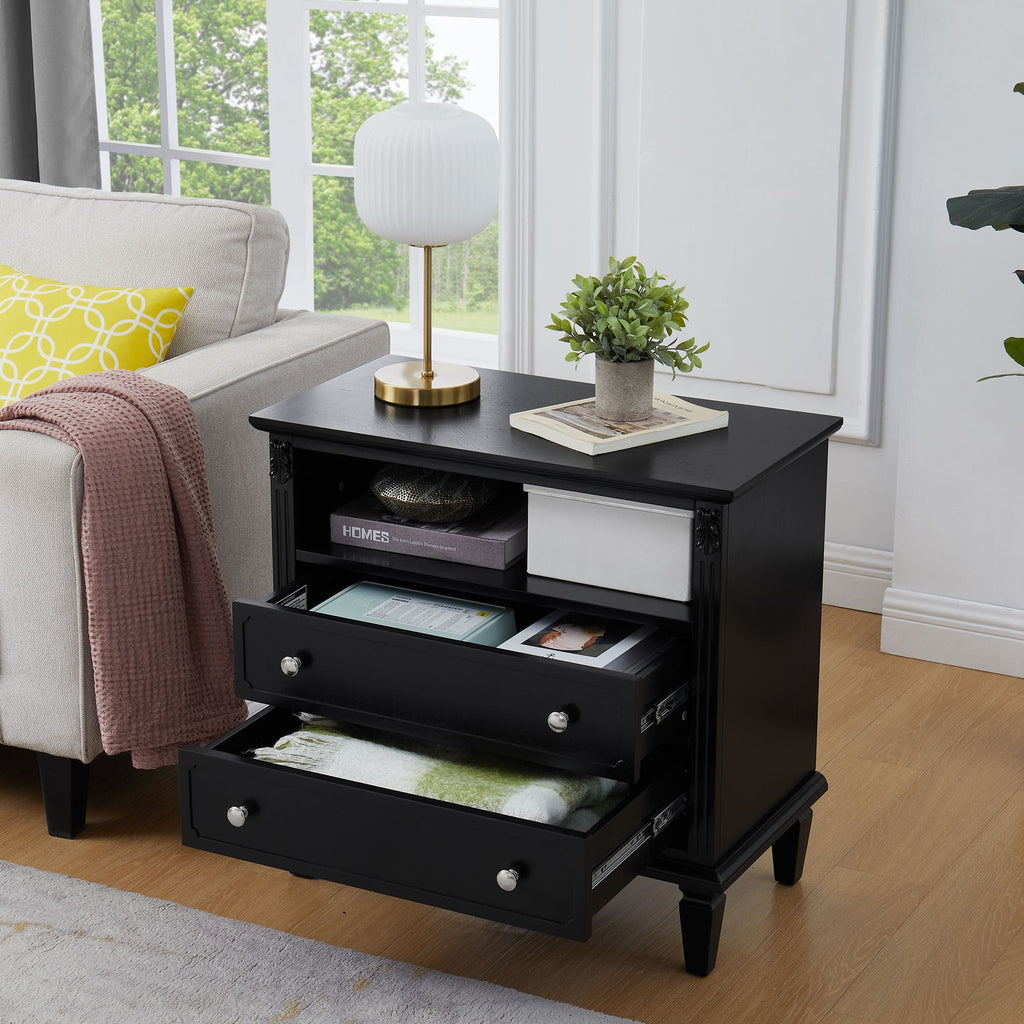 Vintage-Style Nightstand with Charging Station