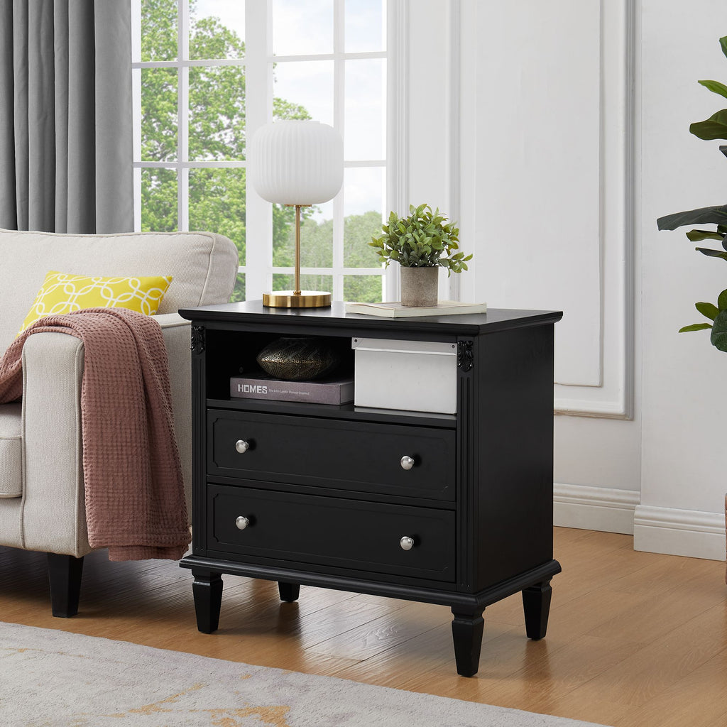Vintage-Style Nightstand with Charging Station