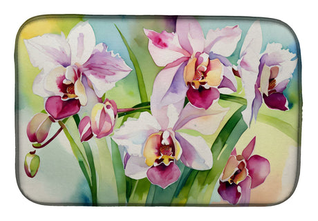 Orchids in Watercolor Dish Drying Mat - Absorbent & Non-Slip Kitchen Pad