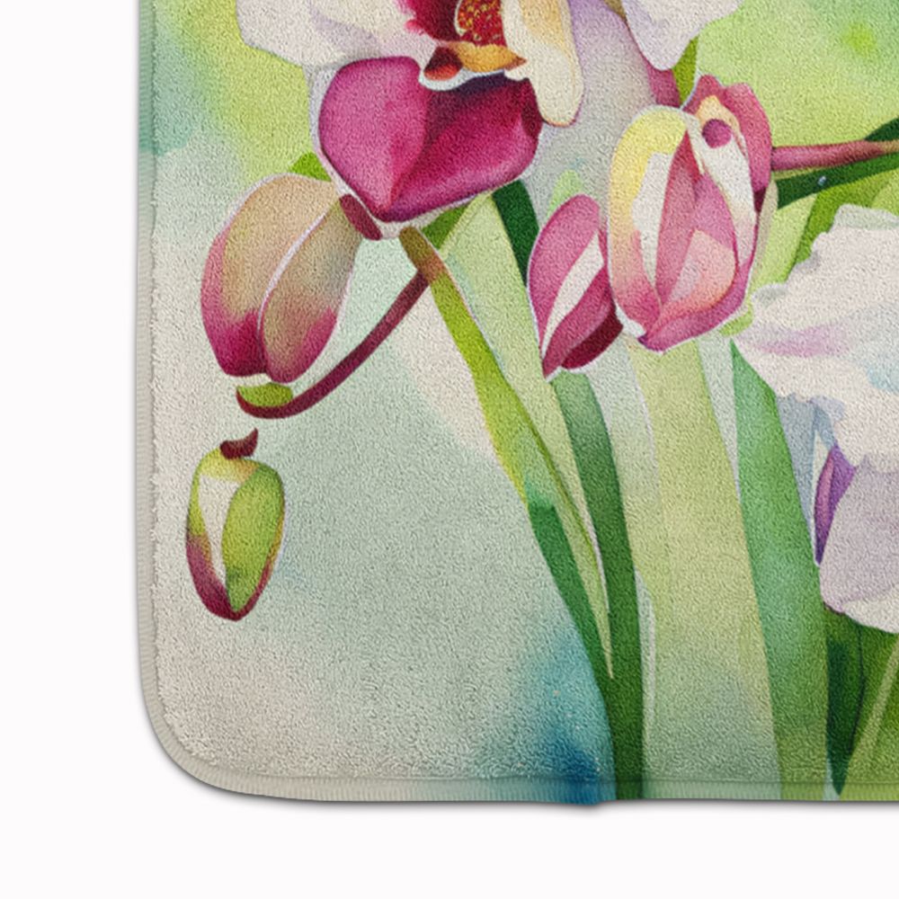Watercolor Orchids Plush Kitchen and Bath Mat