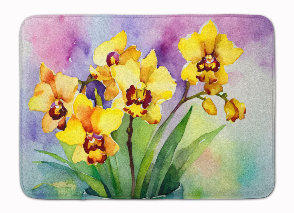 Watercolor Orchids Memory Foam Kitchen and Bath Mat