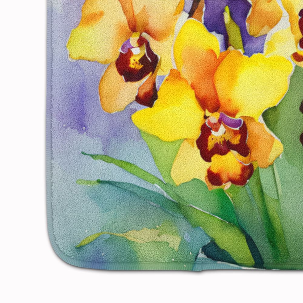Watercolor Orchids Memory Foam Kitchen and Bath Mat
