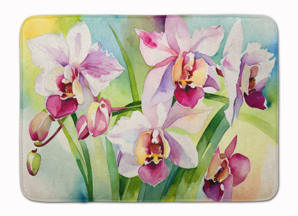 Watercolor Orchids Plush Kitchen and Bath Mat