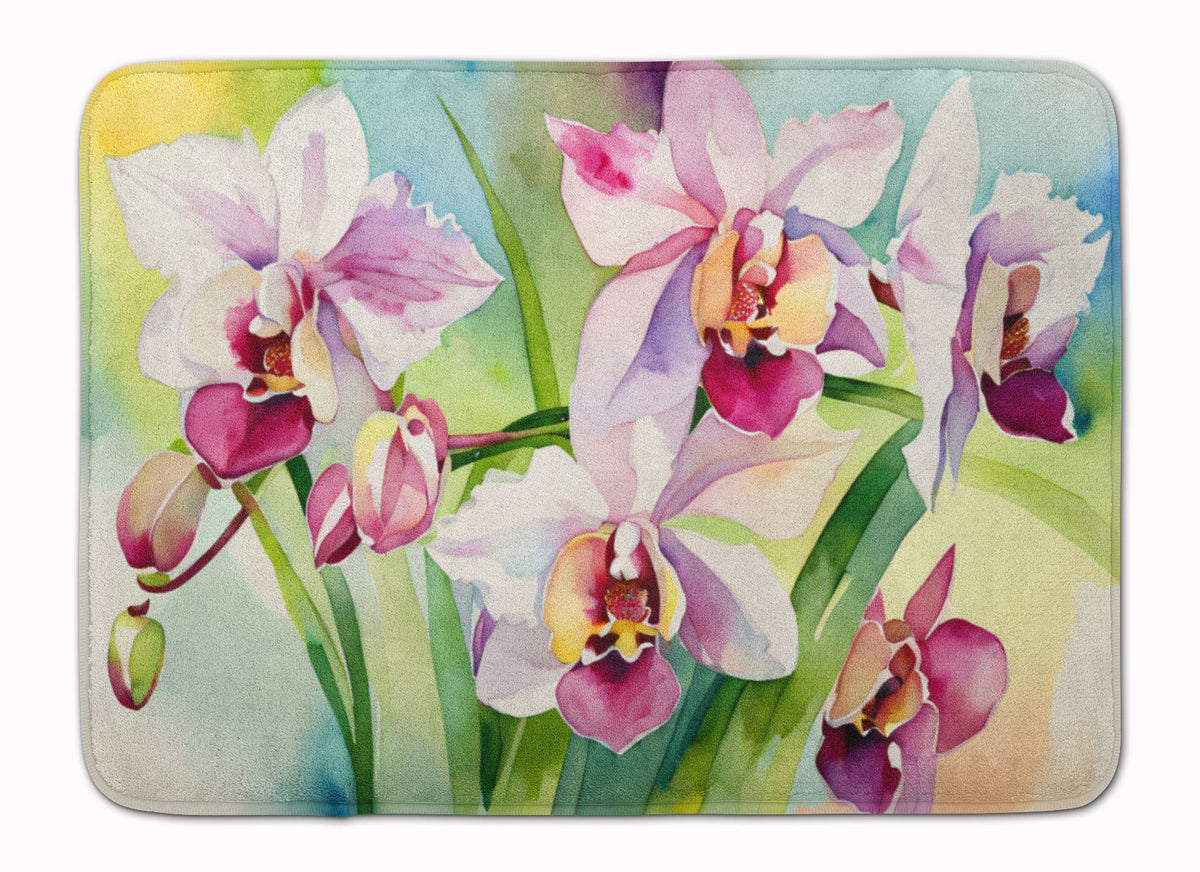 Watercolor Orchids Plush Kitchen and Bath Mat