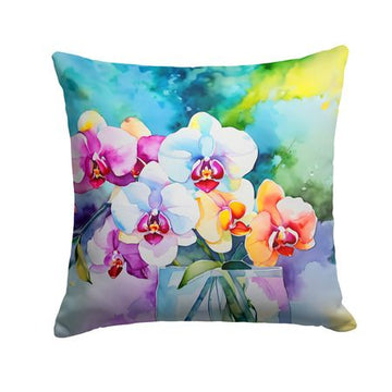 Watercolor Orchids Indoor-Outdoor Throw Pillow