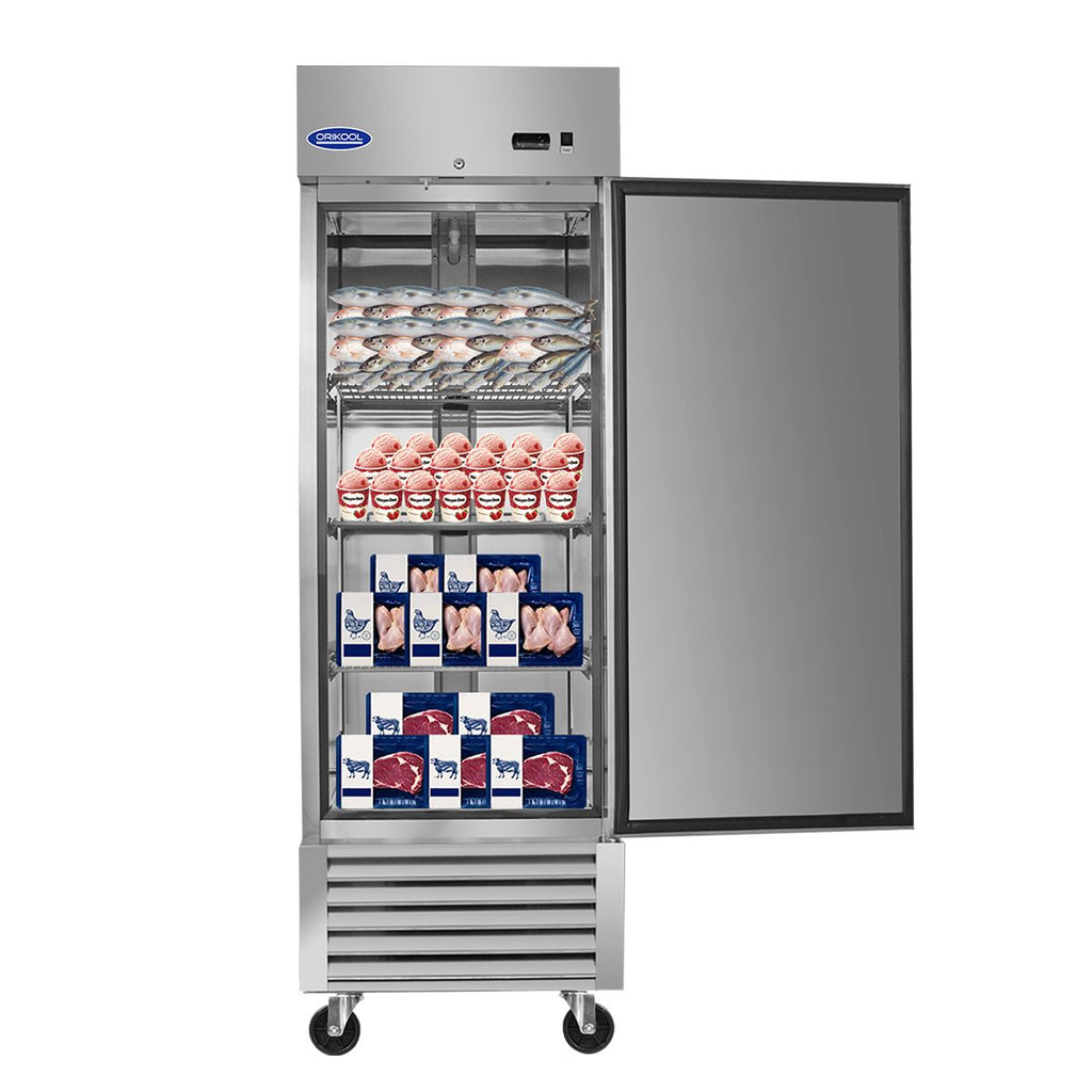 ORIKOOL Commercial Freezer 23 Cu. with 1 Solid Door Reach-In Freezers Stainless