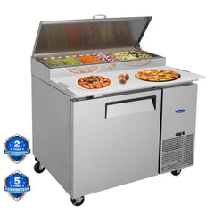 Orikool Commercial Pizza Prep Table with a Built-in Refrigerator 11 Cu., Butcher Block Cutti