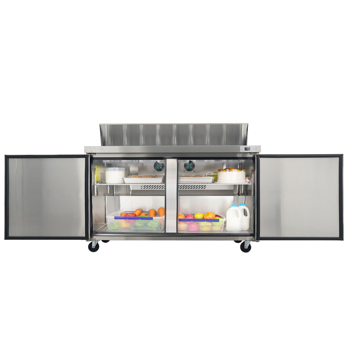 Orikool Commercial Refrigerators Sandwich&Salad Prep Table with a Butcher Block Cutting Board