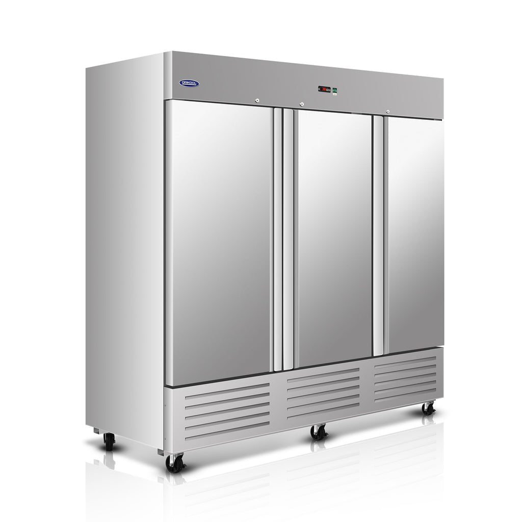 ORIKOOL 81" Commercial Refrigerator - 72 Cu., 3 Solid Doors, Energy-Saving Technology