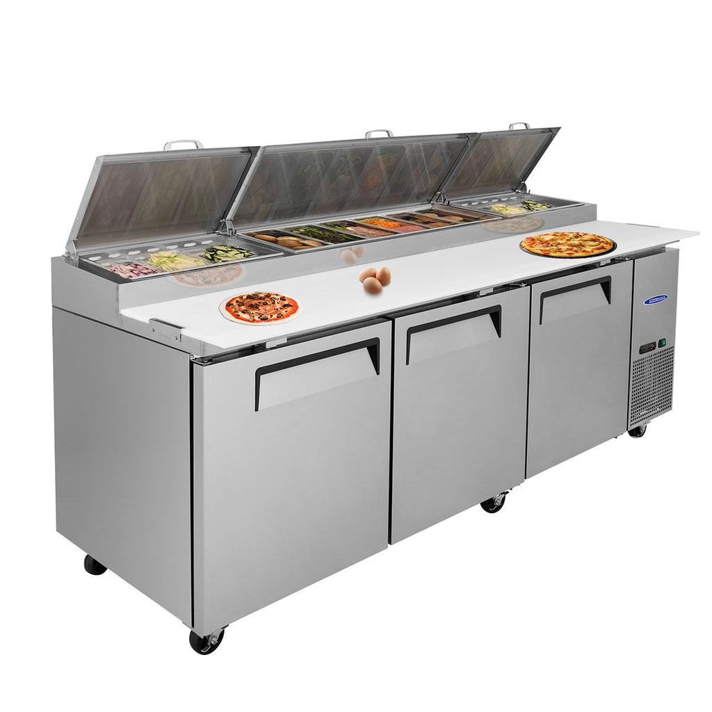 Commercial Pizza Prep Table with Built-In Refrigerator, 30.8 Cu.