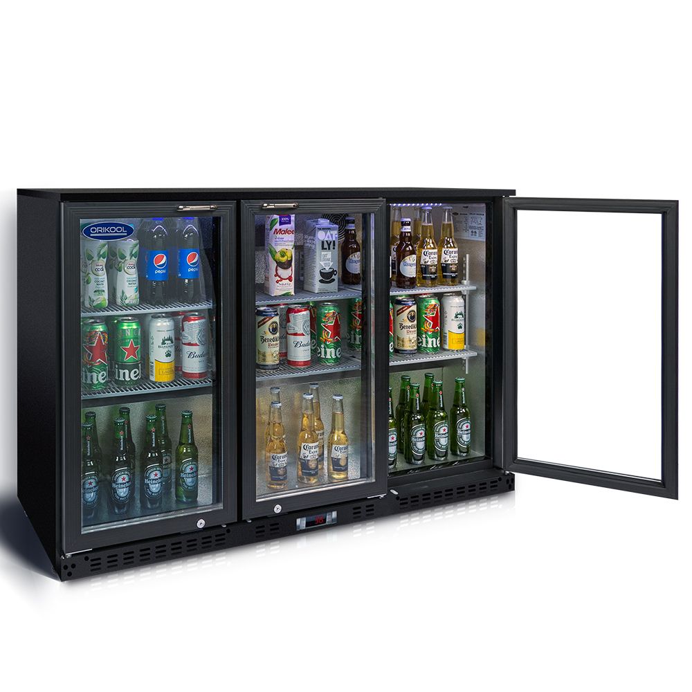 ORIKOOL Beverage Refrigerators Cooler 53 3 Glass Door Back Bar, 480 Cans Commercial Display Bar