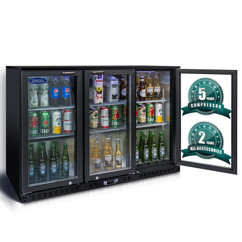 ORIKOOL Beverage Refrigerators Cooler 53 3 Glass Door Back Bar, 480 Cans Commercial Display Bar