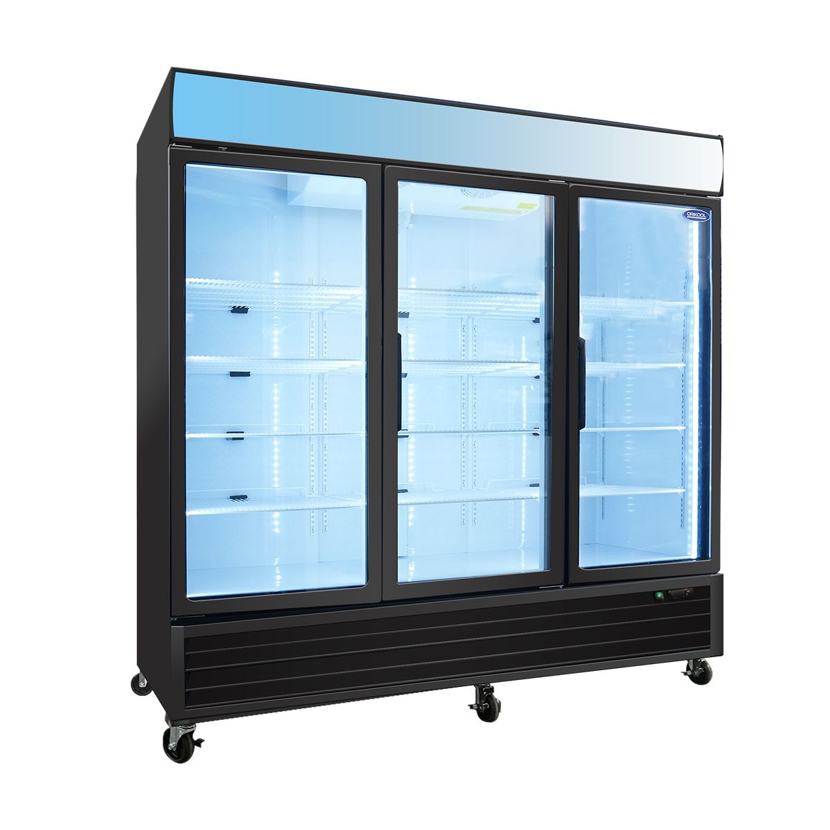 70 Cu. Glass Door Merchandiser Refrigerator with LED Top Panel