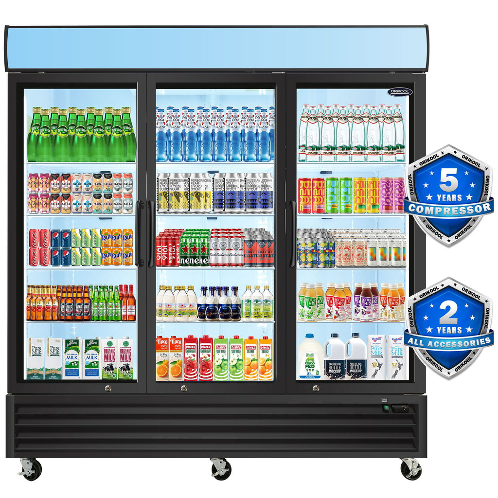 70 Cu. Glass Door Merchandiser Refrigerator with LED Top Panel