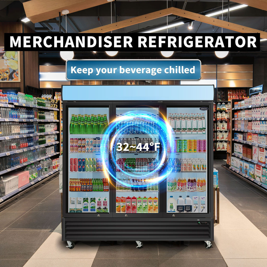 70 Cu. Glass Door Merchandiser Refrigerator with LED Top Panel