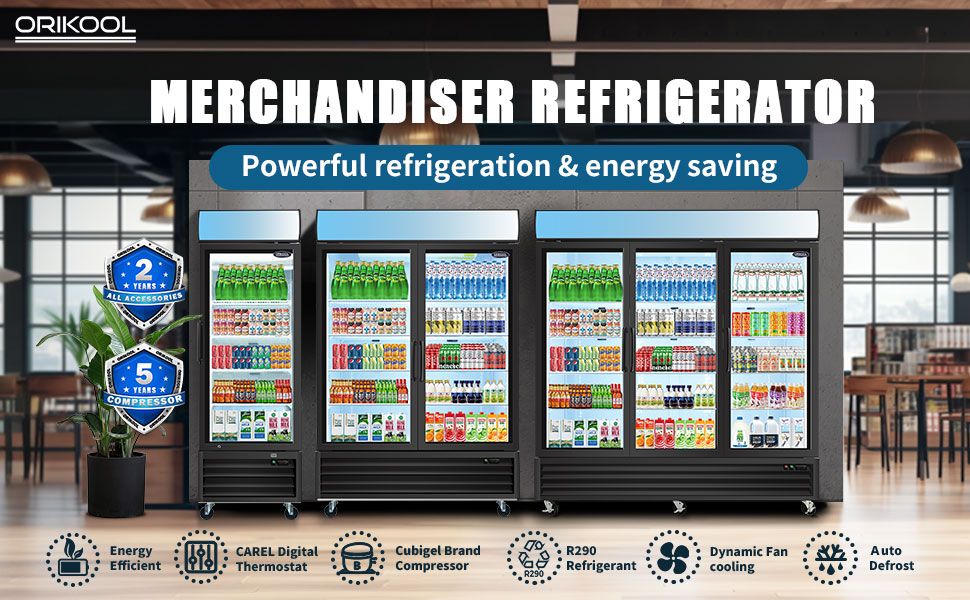 70 Cu. Glass Door Merchandiser Refrigerator with LED Top Panel