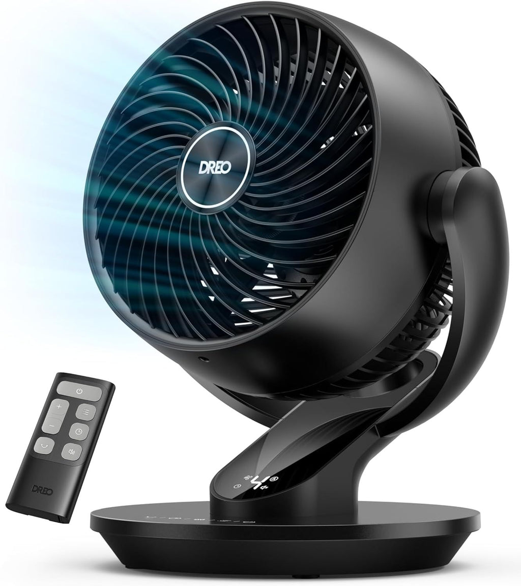 13- Quiet Oscillating Fan for Bedroom with Remote, 4 Speeds, 8H Timer - Black White