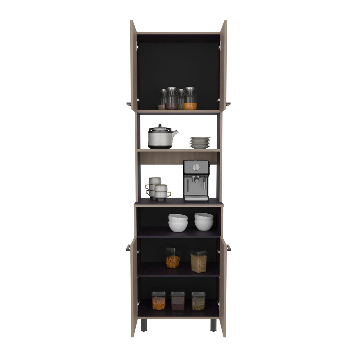 Otomo Dual-Tone Pantry Cabinet with Open Shelf