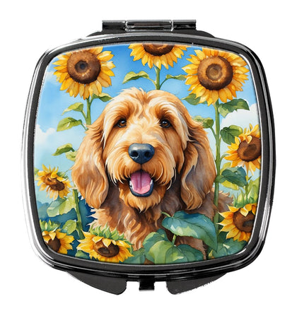 Otterhound in Sunflowers Folding Compact Mirror