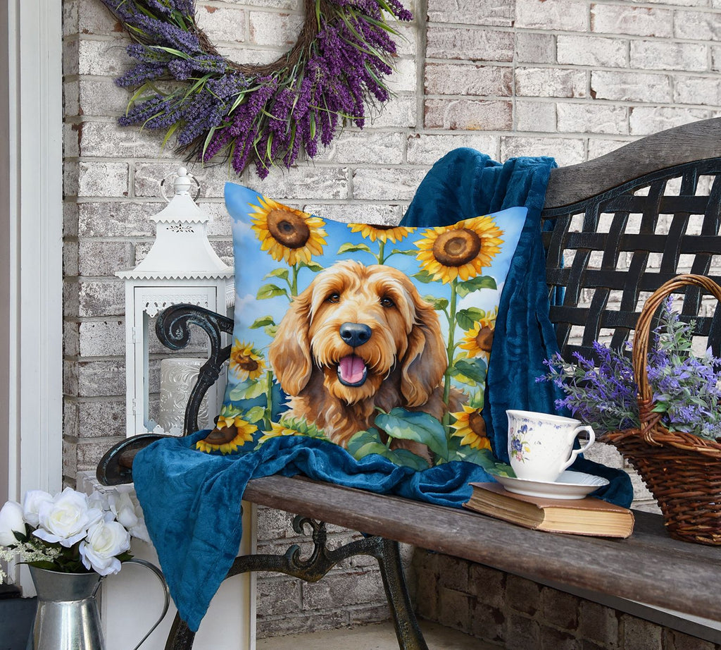 Otterhound in Sunflowers Decorative Throw Pillow