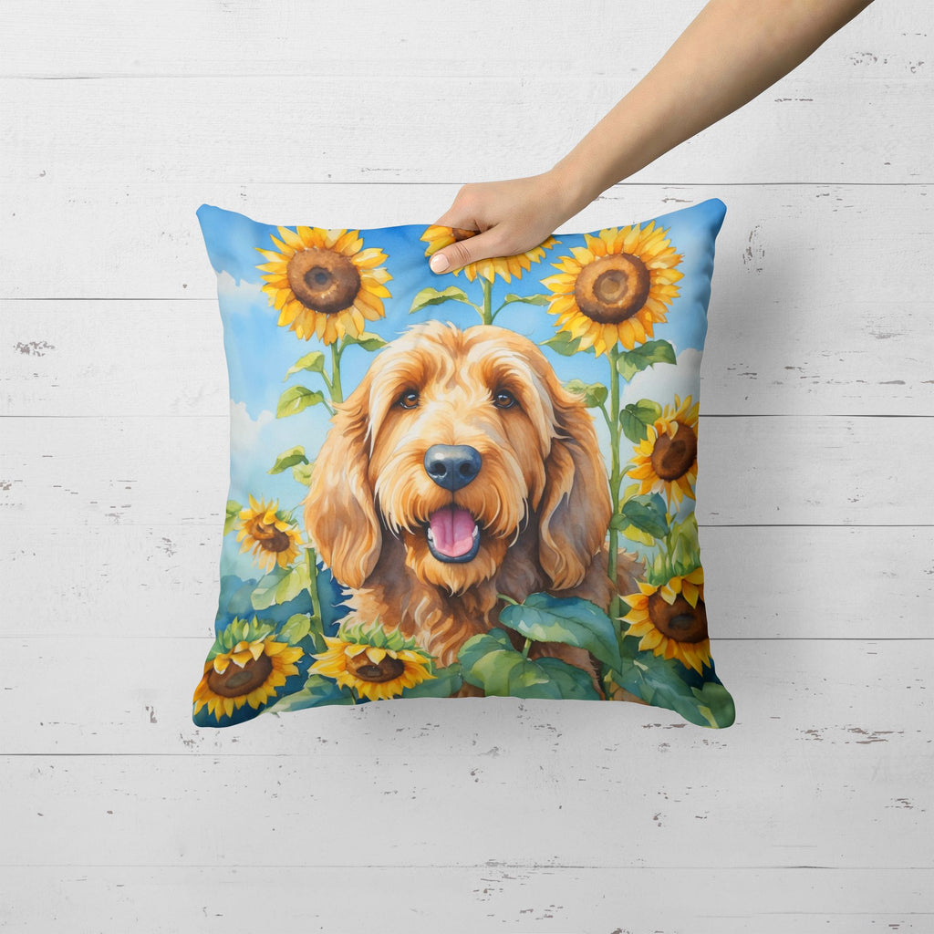 Otterhound in Sunflowers Decorative Throw Pillow