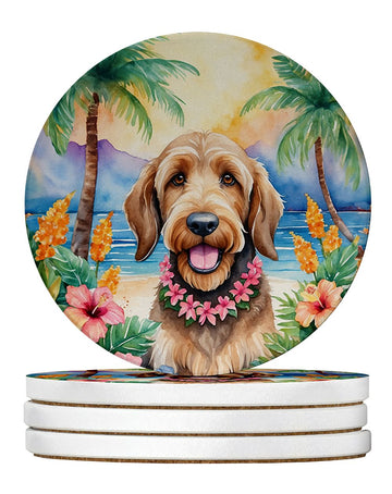 Otterhound Luau Round Drink Coaster Set