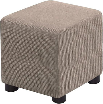 Jacquard Stretch Ottoman Cover – Square Folding Storage Slipcover with Elastic Band