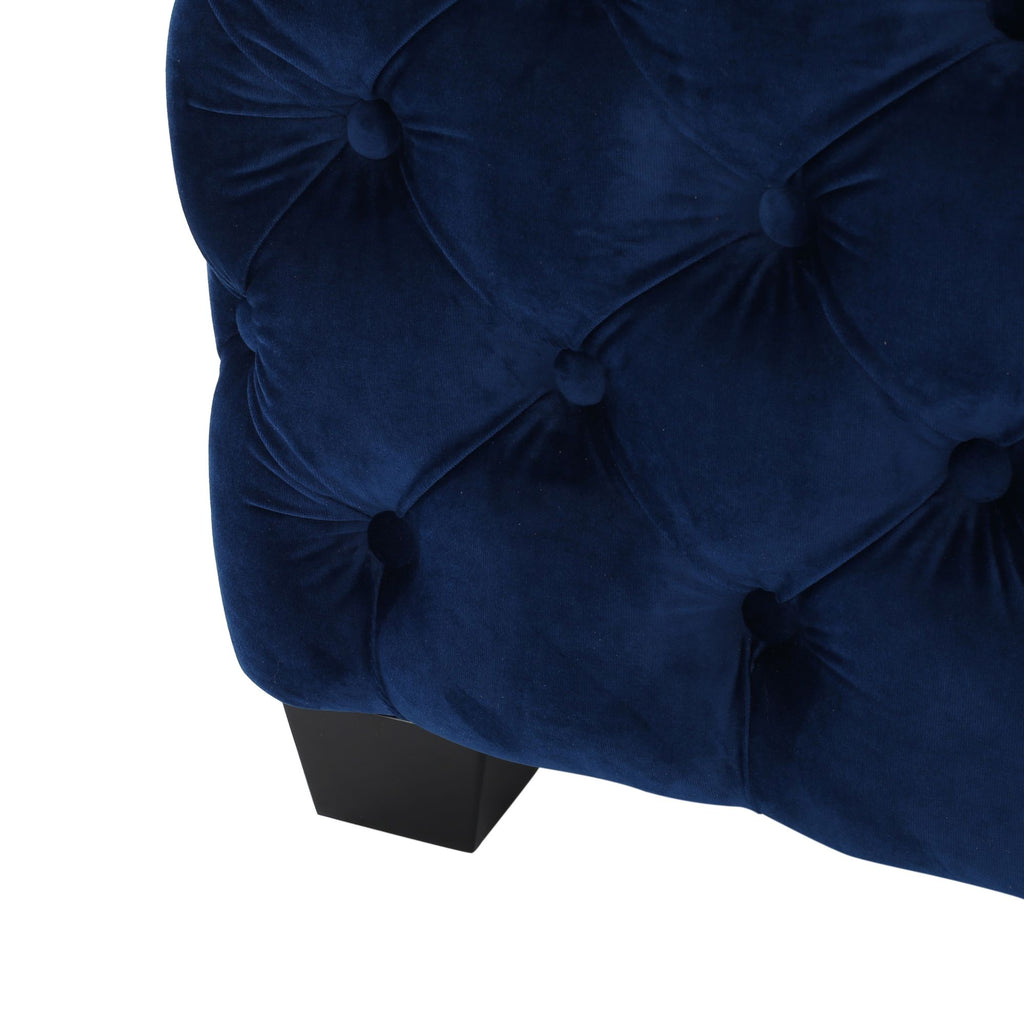 Modern Glam Velvet Ottoman with Button-Tufted Diamond Stitching
