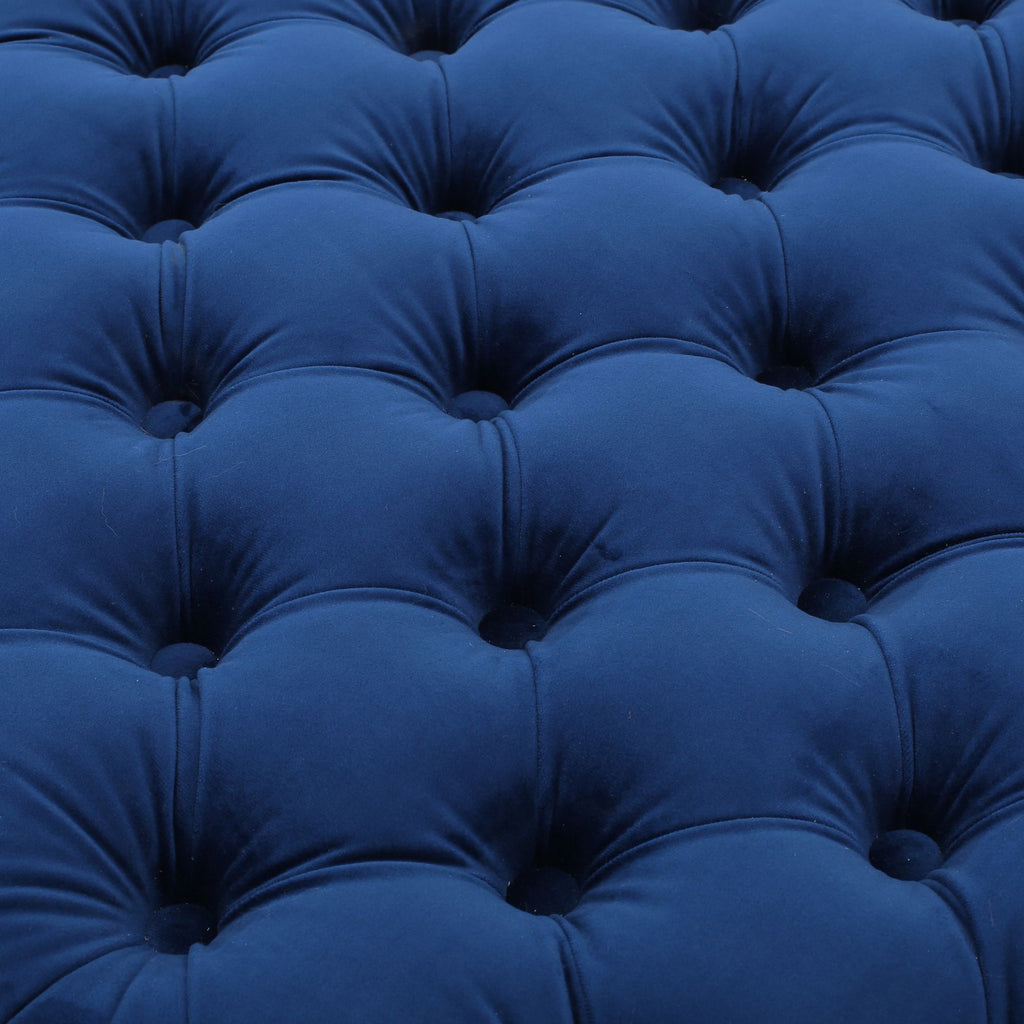 Modern Glam Velvet Ottoman with Button-Tufted Diamond Stitching