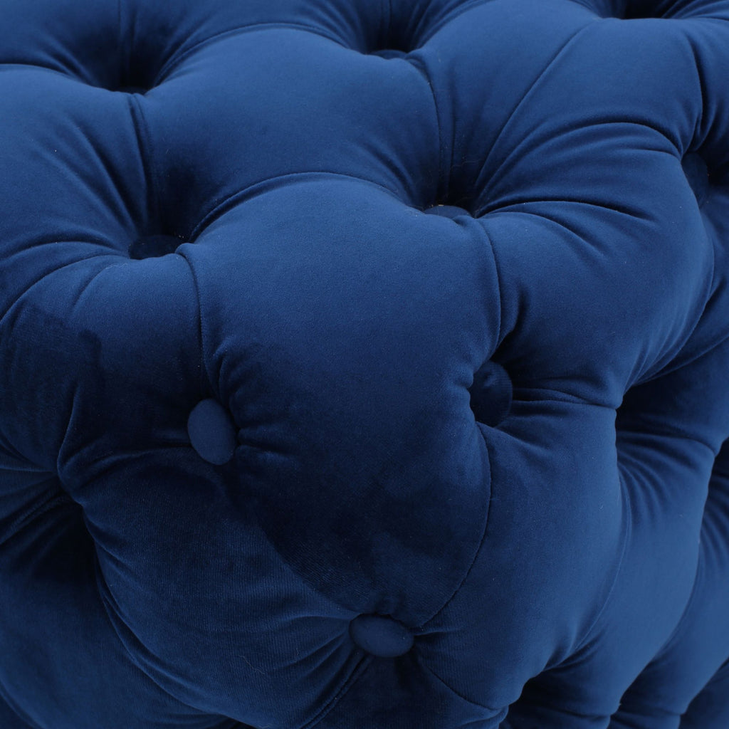 Modern Glam Velvet Ottoman with Button-Tufted Diamond Stitching