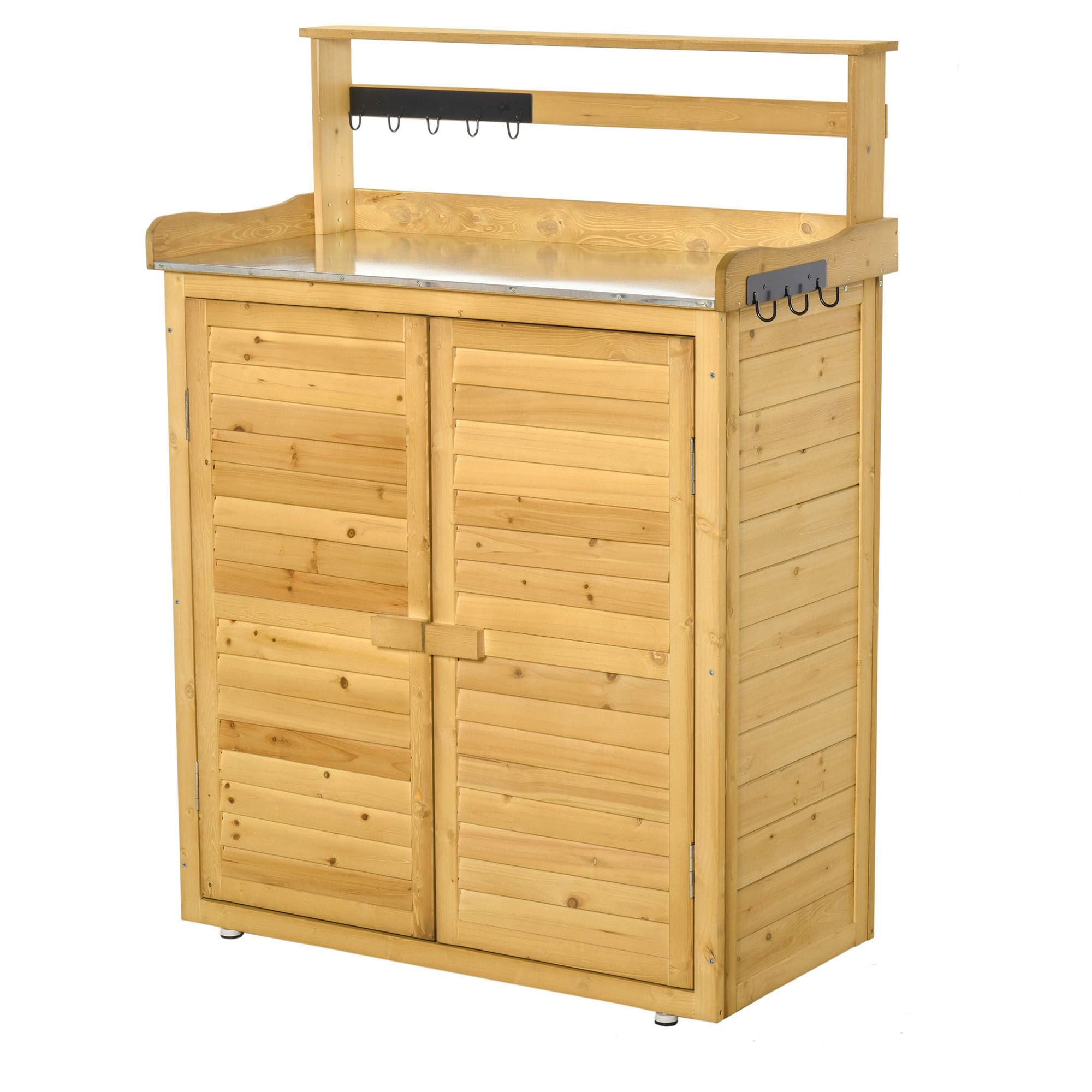 Outdoor Garden Tool Storage Shed with Potting Bench and Magnetic Doors