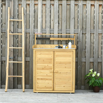 Outdoor Garden Tool Storage Shed with Potting Bench and Magnetic Doors