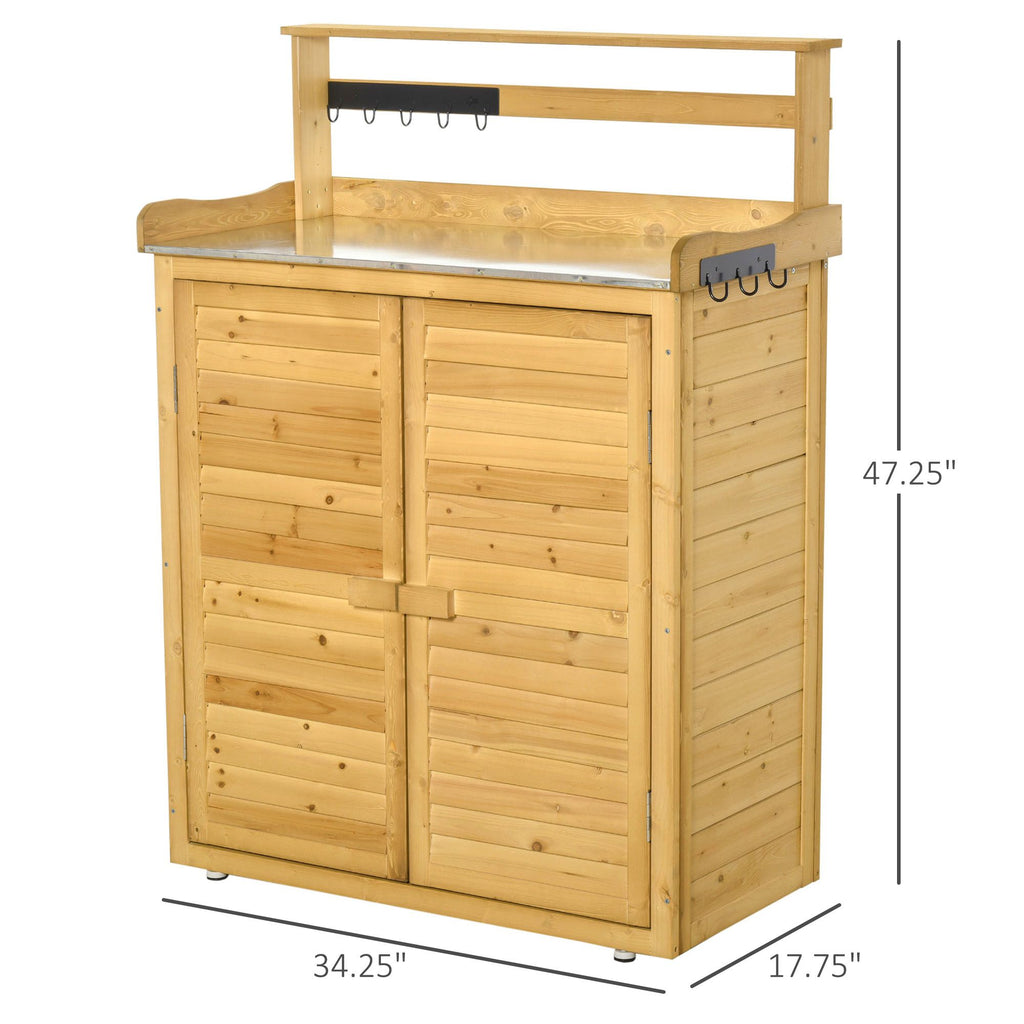 Outdoor Garden Tool Storage Shed with Potting Bench and Magnetic Doors