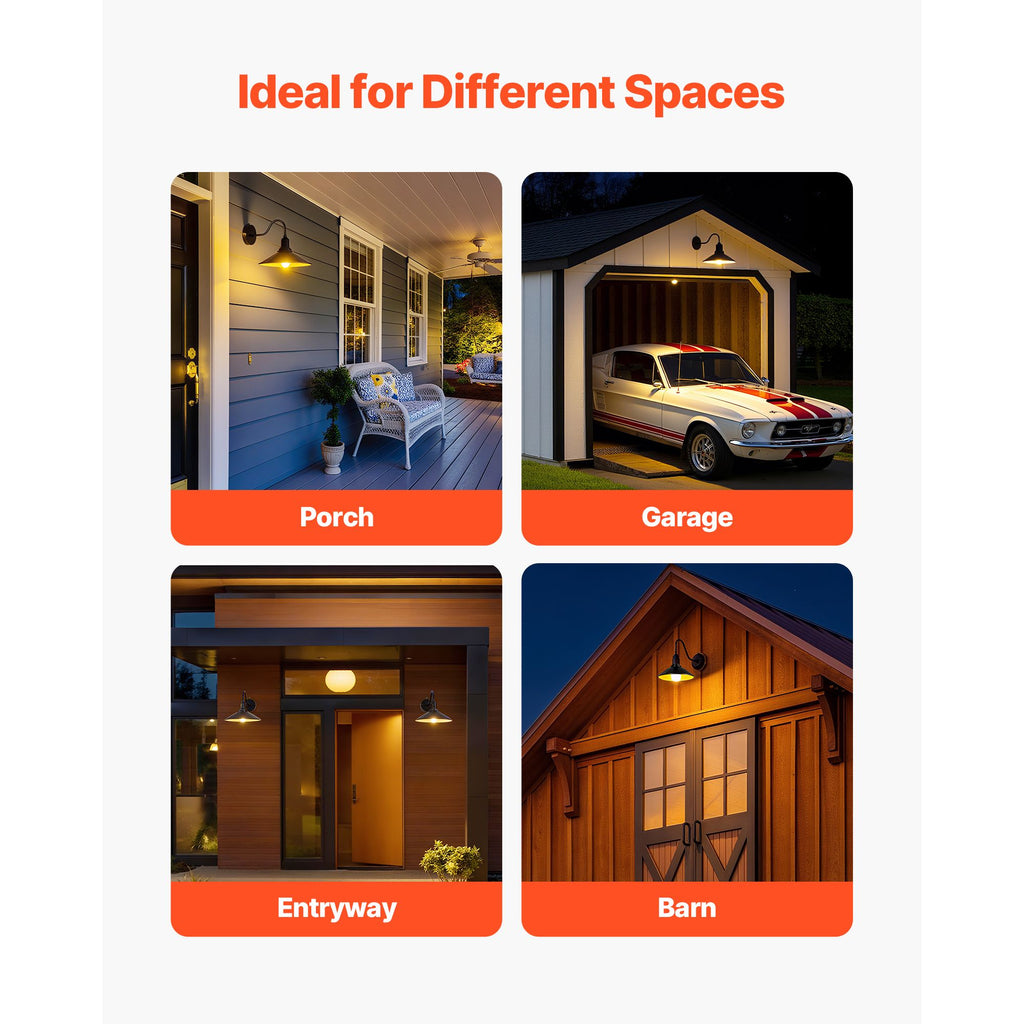 Farmhouse Gooseneck Barn Lights with Dusk-to-Dawn Control