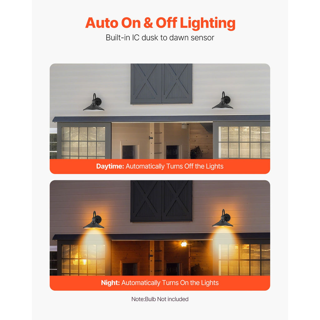 Farmhouse Gooseneck Barn Lights with Dusk-to-Dawn Control